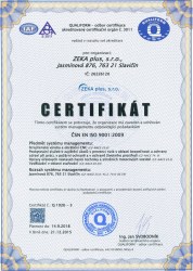 Certifikát systému managementu dle ČSN EN ISO 9001:2009 cz